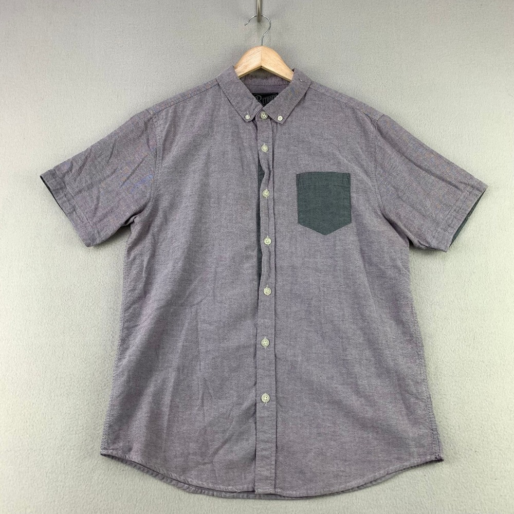 Retrofit Button Down Shirt Mens Medium Purple Oxford Short Sleeve Office